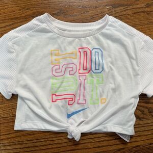 Nike Kids White 'Just Do It' Knot-Front Tee 2T